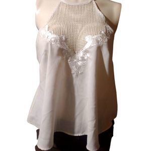 White Crop Top Sleeveless Backless Straps Size Small TOBI